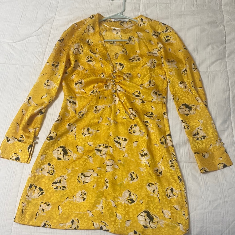 Yellow silk dress, worn once